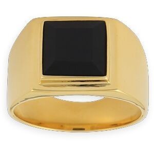Chevalière Plaqué Or 12.5*13.5mm Onyx 10mm Corps 5mm Au Plus Etroit Taille 64