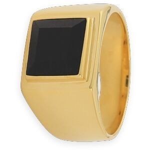 Chevalière Plaqué Or 12.5*13.5mm Onyx 10mm Corps 5mm Au Plus Etroit Taille 64