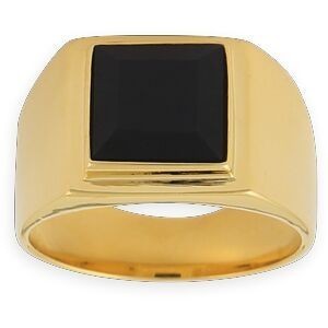 Chevalière Plaqué Or 12.5*13.5mm Onyx 10mm Corps 5mm Au Plus Etroit Taille 66