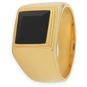 Chevalière Plaqué Or 12.5*13.5mm Onyx 10mm Corps 5mm Au Plus Etroit  Taille 68