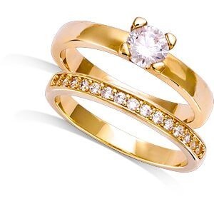 Bagues Alliance Corps 2.8mm Solitaire 5mm Corps 3mm Plaqué Or Zircon Taille 58