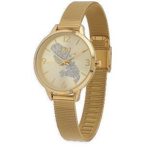 Montre Femme G97 34mm Cadran Doré Carte Martinique Argenté Brac Mesh 12mm Doré 3atm