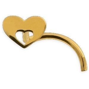 Piercing Nez Or 375 8mm Tige Courbée Cœur Ajouré 3.6*2.8mm