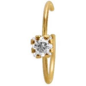 Piercing Nez Or 375 Créole 8mm Tube 0.5mm Zirconium 2mm Griffes