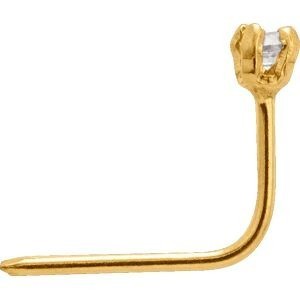 Piercing Nez Or 375 6mm Tige Courbée Zirconium 1.5mm Griffes