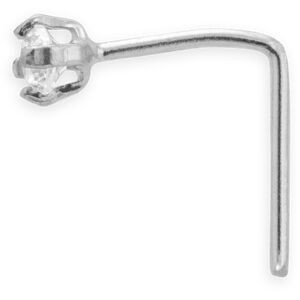 Piercing Nez Or 375 Gris 9mm Tige Courbée Zirconium 2mm Griffes