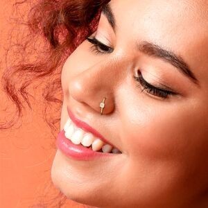 Piercing Nez Or 750 Créole 8mm Zirconium 2mm Griffes Tube 5mm