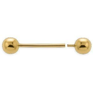 Piercing Langue Or 750 24.7mm Boule creuse 5mm Tige 14mm 1.2mm