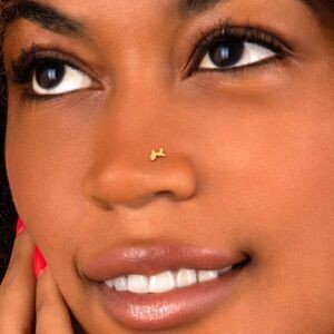 Piercing Nez Or 750 8mm Tige Courbée Carte Guadeloupe 5*3mm