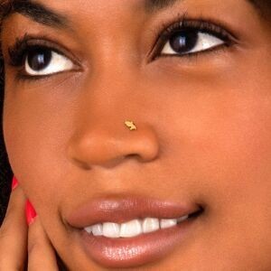 Piercing Nez Or 750 8mm Tige Courbée Carte Martinique 3*4mm