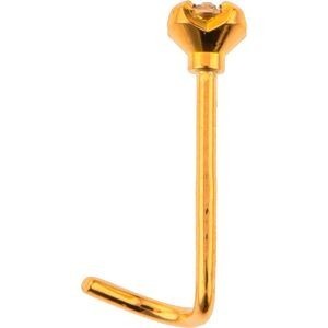 Piercing Nez Or 750 10mm Tige Courbée Diamant 0.006ct Griffes