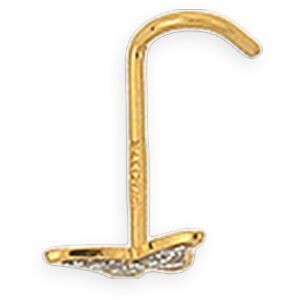 Piercing Nez Or 375 8mm Tige Courbée Papillon Pailleté 5.8*3.5mm