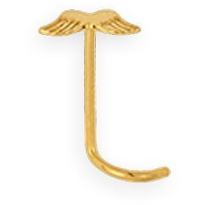 Piercing Nez Or 375 8mm Tige Courbée Ailes D'ange 3*5.5mm