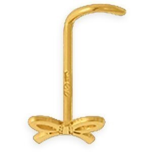 Piercing Nez Or 375 8.5mm Tige Courbée Nœud Ruban 5.4*4mm