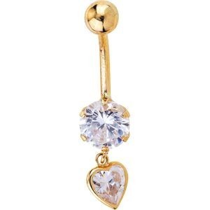 Piercing Nombril Or 37520mm Tige1.2mm Zircon6mm Cœur5mm Boule4mm