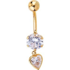 Piercing Nombril Or 37520mm Tige1.2mm Zircon6mm Cœur5mm Boule4mm