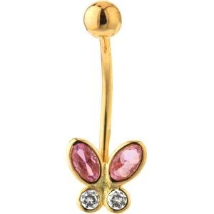 Piercing Nombril Or 37523mm Tige1.2mm Papill.Zircon7.9*8.6mm Boule4mm