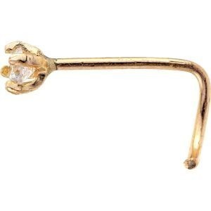 Piercing Nez Or 375 10mm Tige Courbée Zirconium 2mm Griffes