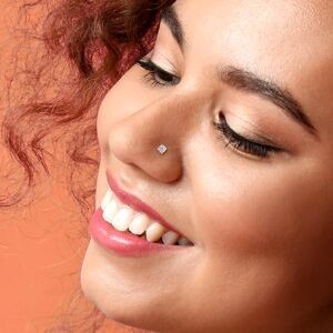 Piercing Nez Or 375 8mm Tige L Zirconium 2mm Griffes