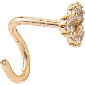 Piercing Nez Or 375 7.6mm Tige Courbée 3 Zirconium 2mm Griffes