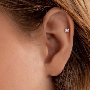 Piercing Cartilage Or 375 8.8mm Zircon Carré3mm Griffes Tige 6mm 1.2mm