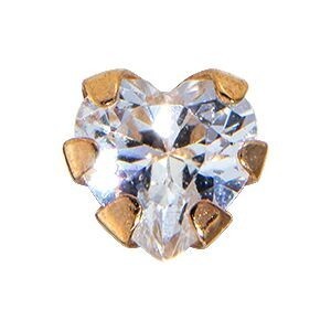 Piercing Cartilage Or 375 9mm Cœur Zircon 3.5mm Griffes Tige 8mm 1.2mm