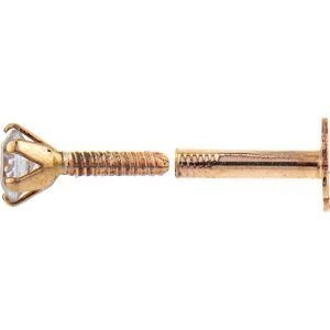 Piercing Cartilage Or 375 9mm Cœur Zircon 3.5mm Griffes Tige 8mm 1.2mm