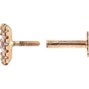 Piercing Tragus Or 375 8.4mm Zircons 6.5*2.5mm Tige 6mm 1.2mm