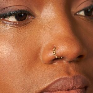 Piercing Nez Or 750 Créole 10mm Tube 1mm Boule 2.5mm