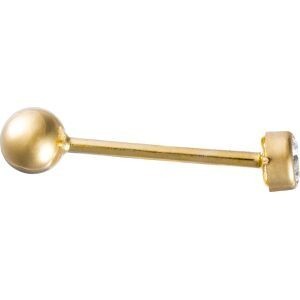 Piercing Langue Or 750 24mm Boule creuse 5mm Zircon4.5mm Tige17mm1.2mm
