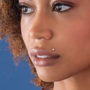 Piercing Labret Or 750 12.4mm Zirconium 2mm Griffes Tige 8mm 1.2mm