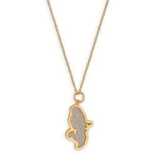 Collier Acier Bicolore Chaîne 40  à 45cm Carte Martinique Couleur Argent 15*20mm