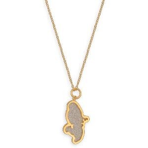 Collier Acier Bicolore Chaîne 40  à 45cm Carte Martinique Couleur Argent 15*20mm