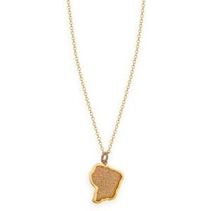 Collier Acier Jaune Carte Guyane Pailleté 16*24mm 40  à 45cm