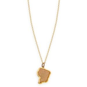 Collier Acier Jaune Carte Guyane Pailleté 16*24mm 40  à 45cm