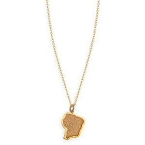 Collier Acier Jaune Carte Guyane Pailleté 16*24mm 40  à 45cm