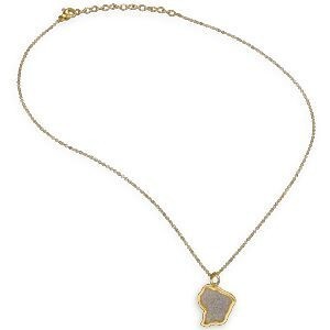 Collier Acier Jaune Carte Guyane Pailleté 16*24mm 40  à 45cm