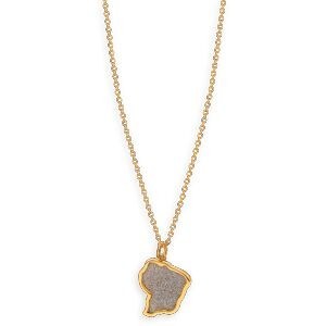 Collier Acier Bicolore Carte Guyane Pailleté Argenté 16*24mm 40  à 45cm