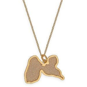 Collier Acier Jaune Carte Guadeloupe Pailletée 27.5*20mm 40  à 45cm