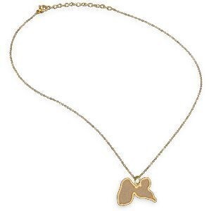 Collier Acier Bicolore Carte Guadeloupe Pailleté Argenté 27.5*20mm 40  à 45cm