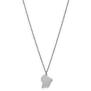 Collier Acier Carte Guyane 17*25mm Chaîne 1.5mm 42  à 45cm