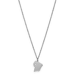 Collier Acier Carte Guyane 17*25mm Chaîne 1.5mm 42  à 45cm