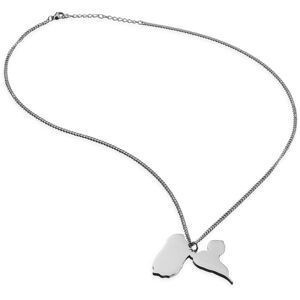 Collier Acier Carte Guadeloupe 43*30mm Chaîne 2.5mm 50  à 55cm
