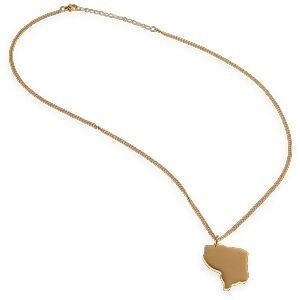 Collier Acier Jaune Carte Guyane 25*35mm Chaîne 2.5mm 50  à 55cm