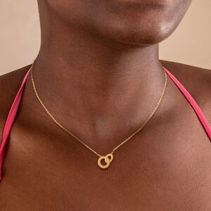 Collier Plaq Or Chaîne1.3mm Motif Cercles 10 Et 12mm Gravés I Love Martinique 38  à 42cm