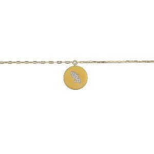 Collier Acier Jaune Médaille Carte Martinique 20mm Cristal 45  à 50cm