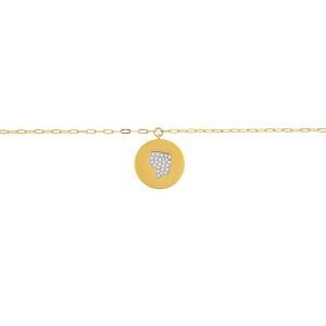 Collier Acier Jaune Médaille 20mm Carte Guyane Cristal 45  à 50cm
