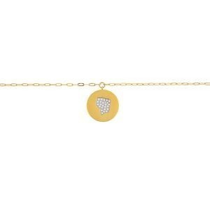 Collier Acier Jaune Médaille 20mm Carte Guyane Cristal 45  à 50cm