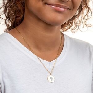 Collier Acier Jaune Médaille 20mm Carte Guyane Cristal 45  à 50cm