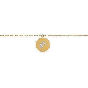 Collier Acier Jaune Médaille Carte Guadeloupe 20mm Cristal 45  à 50cm